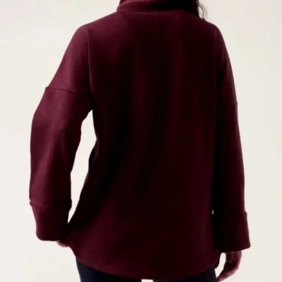 Athleta Sweatshirt M Cozy Karma Funnel Sweater Size M NWOT $129 Spiced Cabernet - Picture 2 of 7